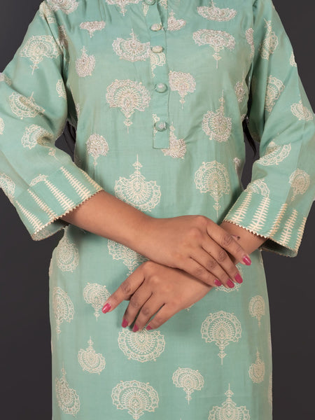 Mint Green Cotton Kurta Set