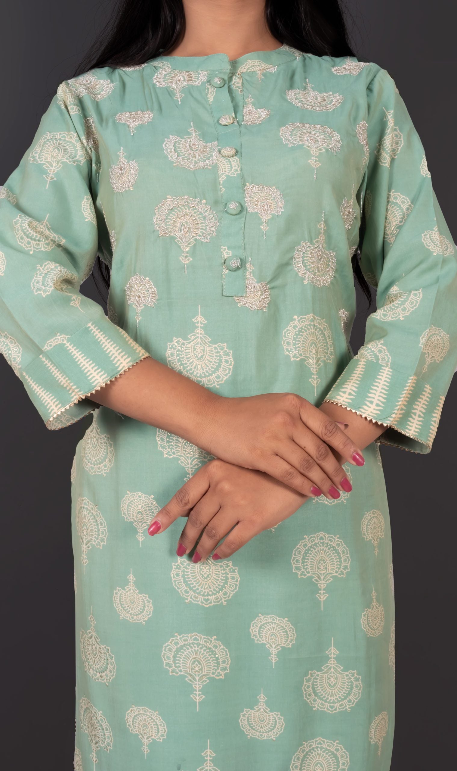 Mint Green Cotton Kurta Set