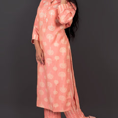 Coral Peach Muslin Kurta Set