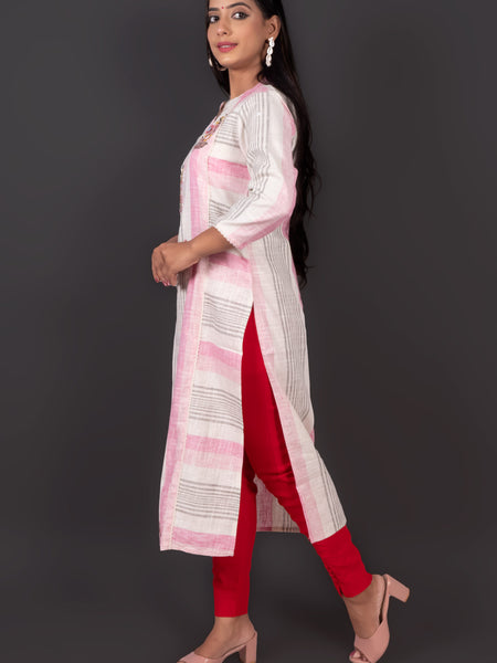 Pure Cotton Embroidered Kurta Set