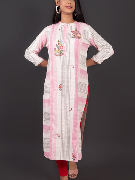 Pure Cotton Embroidered Kurta Set