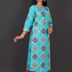 Skyblue Gotta Work Cotton Kurta With Pants