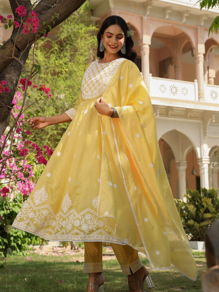 Chanderi Silk Embroidered Kurta Sets