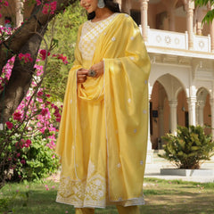 Chanderi Silk Embroidered Kurta Sets