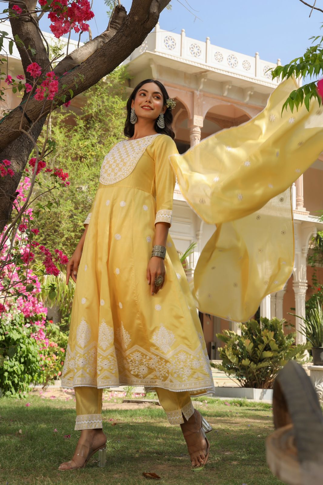 Chanderi Silk Embroidered Kurta Sets