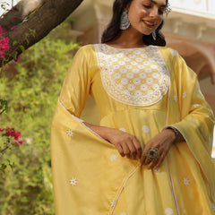 Chanderi Silk Embroidered Kurta Sets