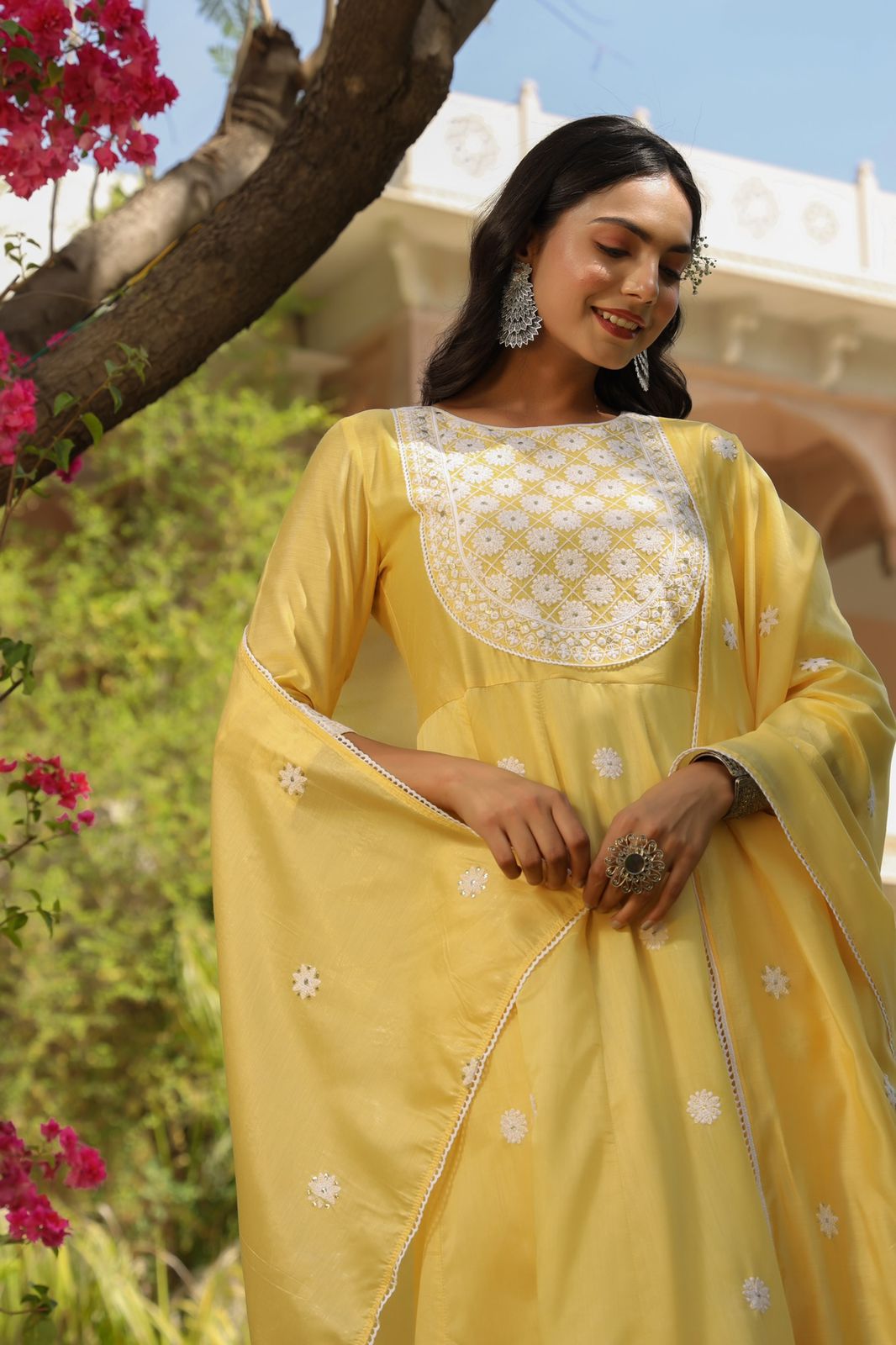 Chanderi Silk Embroidered Kurta Sets