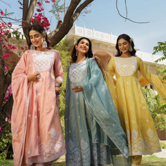 Chanderi Silk Embroidered Kurta Sets