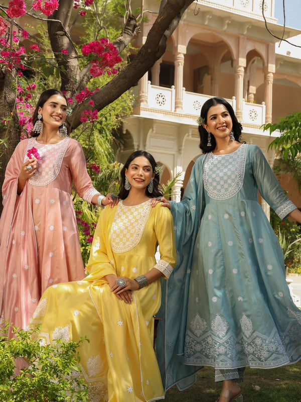 Chanderi Silk Embroidered Kurta Sets