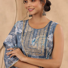 Blue Cotton Mulmul Sharara set.