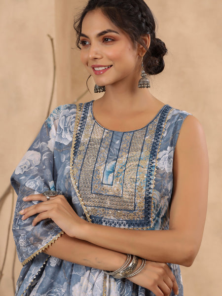 Blue Cotton Mulmul Sharara set.