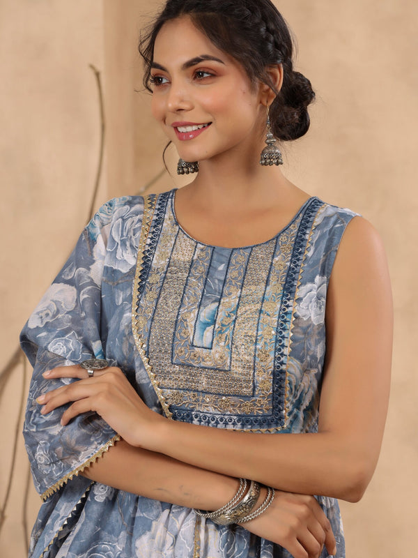 Blue Cotton Mulmul Sharara set.