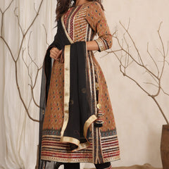 Cotton Tan Brown Kurta for Girls