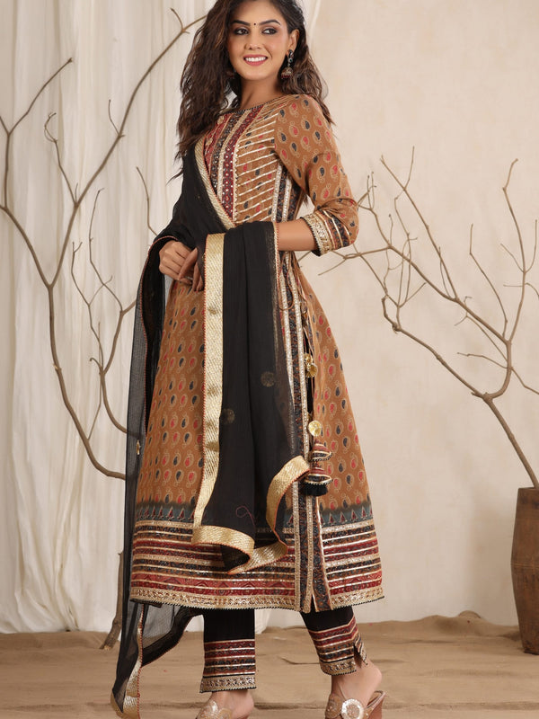 Cotton Tan Brown Kurta for Girls