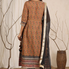 Cotton Tan Brown Kurta for Girls